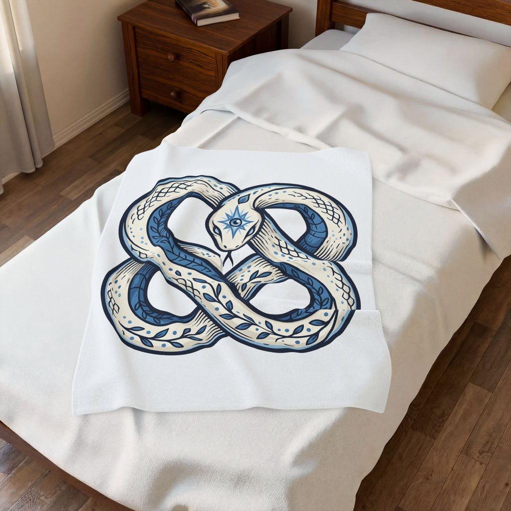 Magical Serpent Blanket Boho Chic Mysticism Gift Women Primitive Blanket Snake Blanket Bohemian Fan Naive Blanket Occult Graphic Body Art All