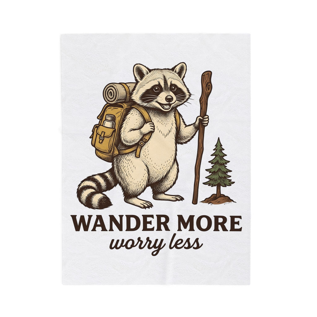 Raccoon Trail Blanket Hiking Exploration Gift Women Classic Blanket Trash Panda Blanket Trekker Enthusiast Vintage Blanket Adventure Graphic Pen