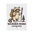 Raccoon Trail Blanket Hiking Exploration Gift Women Classic Blanket Trash Panda Blanket Trekker Enthusiast Vintage Blanket Adventure Graphic Pen