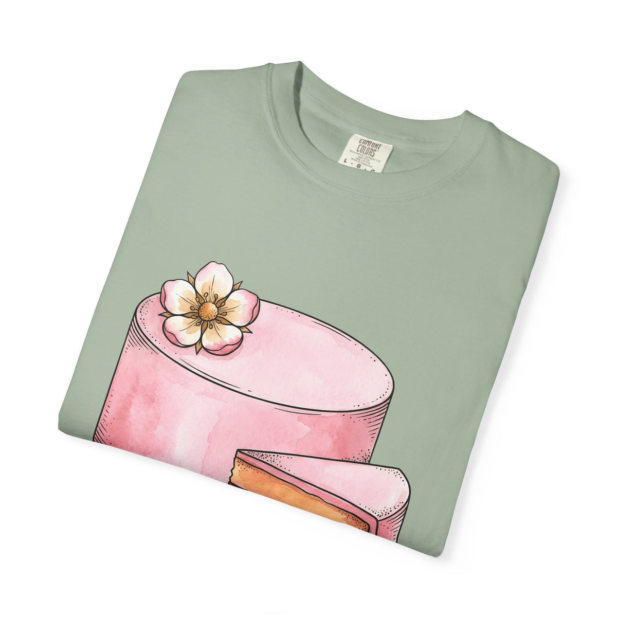 Layered Cake T-Shirt Desserts Pastries Gift Women Illustration T-Shirt Cake T-Shirt Sweets Fan Drawing Design Line Art Floral T-Shirt