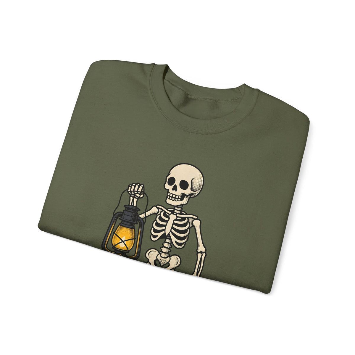 Skeleton Lantern Halloween Spooky Gift Vintage Jack O Lantern Horror Fan Creepy Hand Drawn Sweatshirt