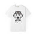 Dalmatian Puppy T-Shirt Dog Pets Gift Women Line Art T-Shirt Puppy T-Shirt Dog Fan Dalmatian T-Shirt Animal Graphic Retro Pilot Goggles T-Shirt