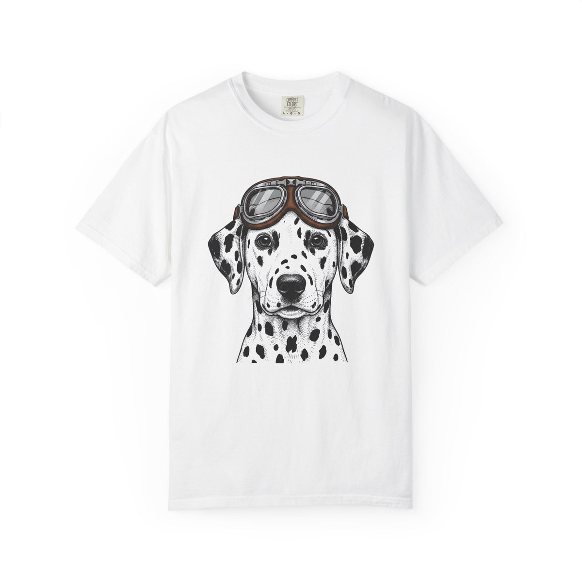 Dalmatian Puppy T-Shirt Dog Pets Gift Women Line Art T-Shirt Puppy T-Shirt Dog Fan Dalmatian T-Shirt Animal Graphic Retro Pilot Goggles T-Shirt