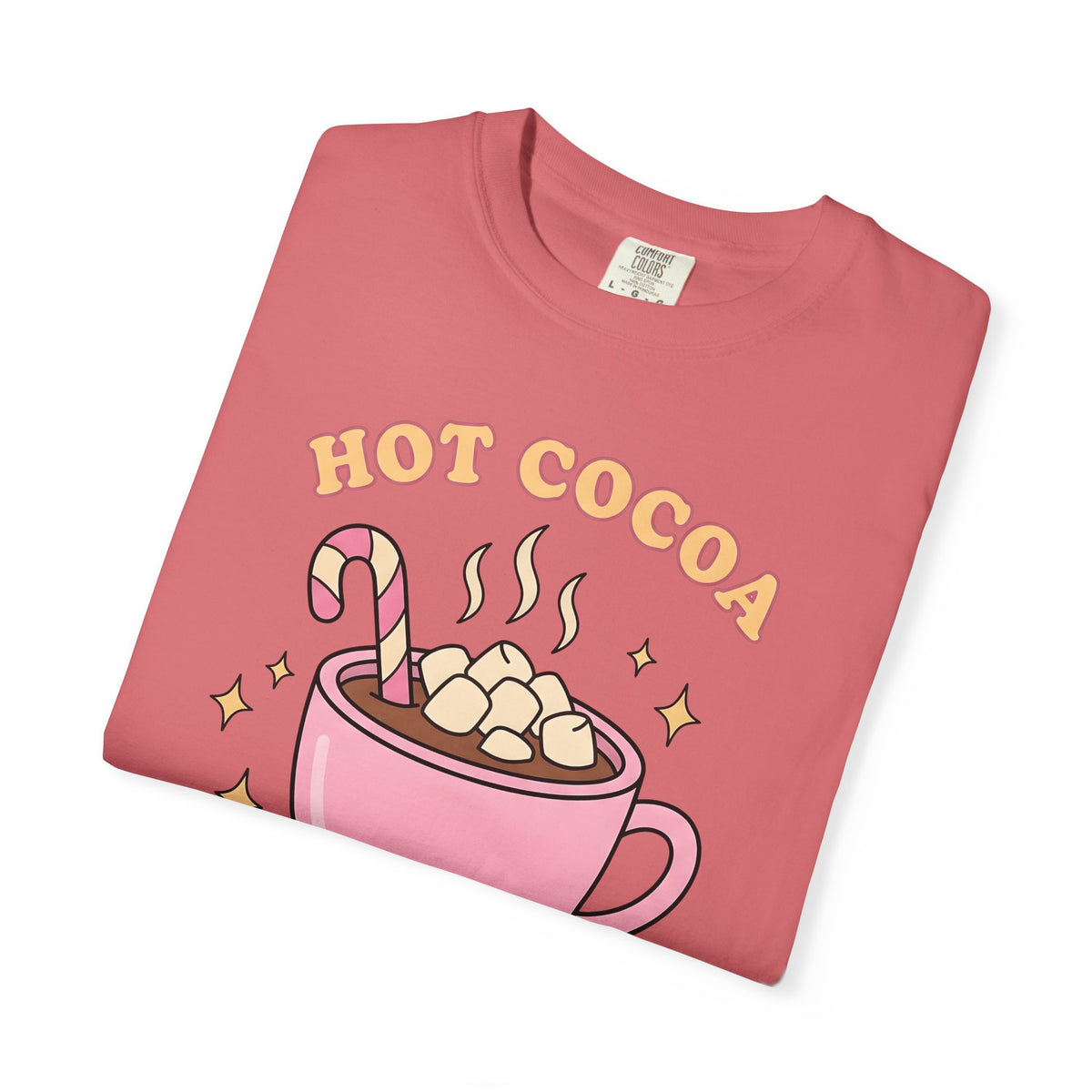 Hot Chocolate Cup Cocoa Winter Gift Line Mug Chocolate Fan Drawing Nostalgic White Marshmallows T-Shirt