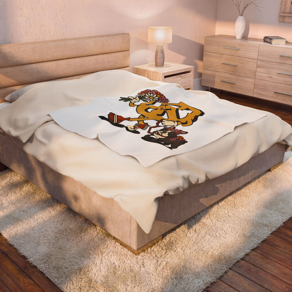 Peace Symbol Mascot Blanket Dog Festival Gift Women Animated Blanket Peace Sign Blanket Dog Fan Cartoon Blanket Rave Graphic Classic French Bulldog