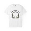 Headphones T-Shirt Mom Humor Gift Women Hand Drawn T-Shirt Earphones T-Shirt Mother Fan Illustrated T-Shirt Funny Graphic Minimalist Arch Text