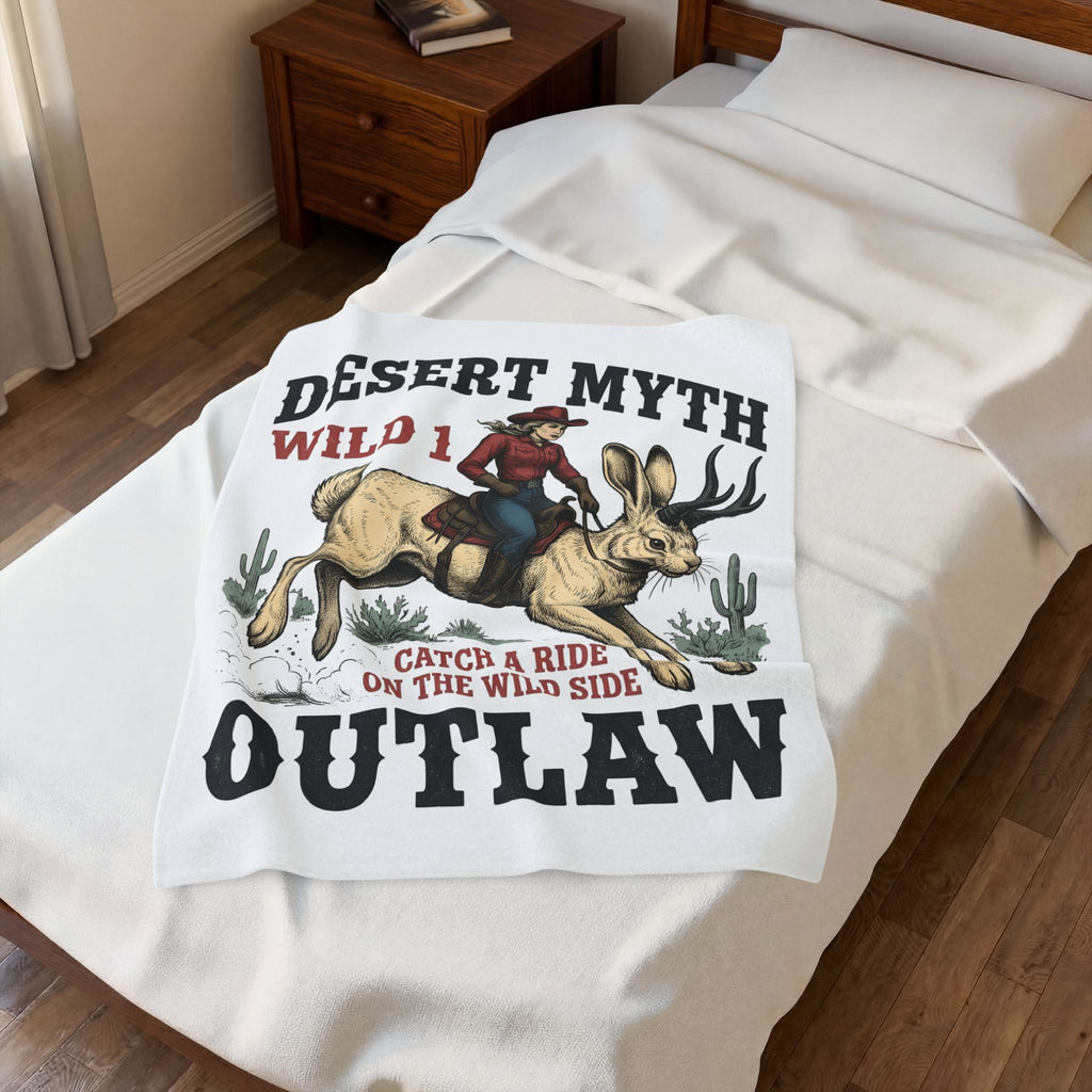 Cowgirl Jackalope Blanket Cowgirl Desert Gift Women Vintage Blanket Jackrabbit Blanket Cowboy Fan Retro Blanket Arid Graphic Western Cactus Blanket