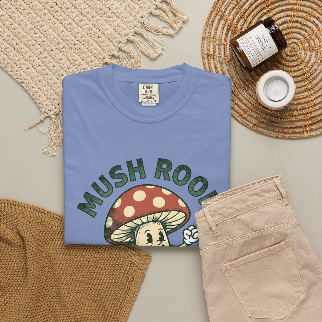 Funny Mushroom T-Shirt Funny Outdoors Gift Women Classic T-Shirt Toadstool T-Shirt Humor Fan Vintage T-Shirt Camping Graphic Hand Drawn Smiley Face
