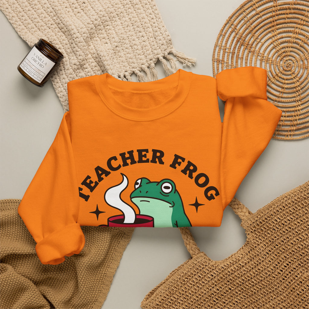 Frog Coffee Cup Sweatshirt Teachers Latte Gift Women Kawaii Sweatshirt Coffee Sweatshirt Sweatshirt Educator Enthusiast Coffee Sweatshirt Cappuccino Graphic Classic