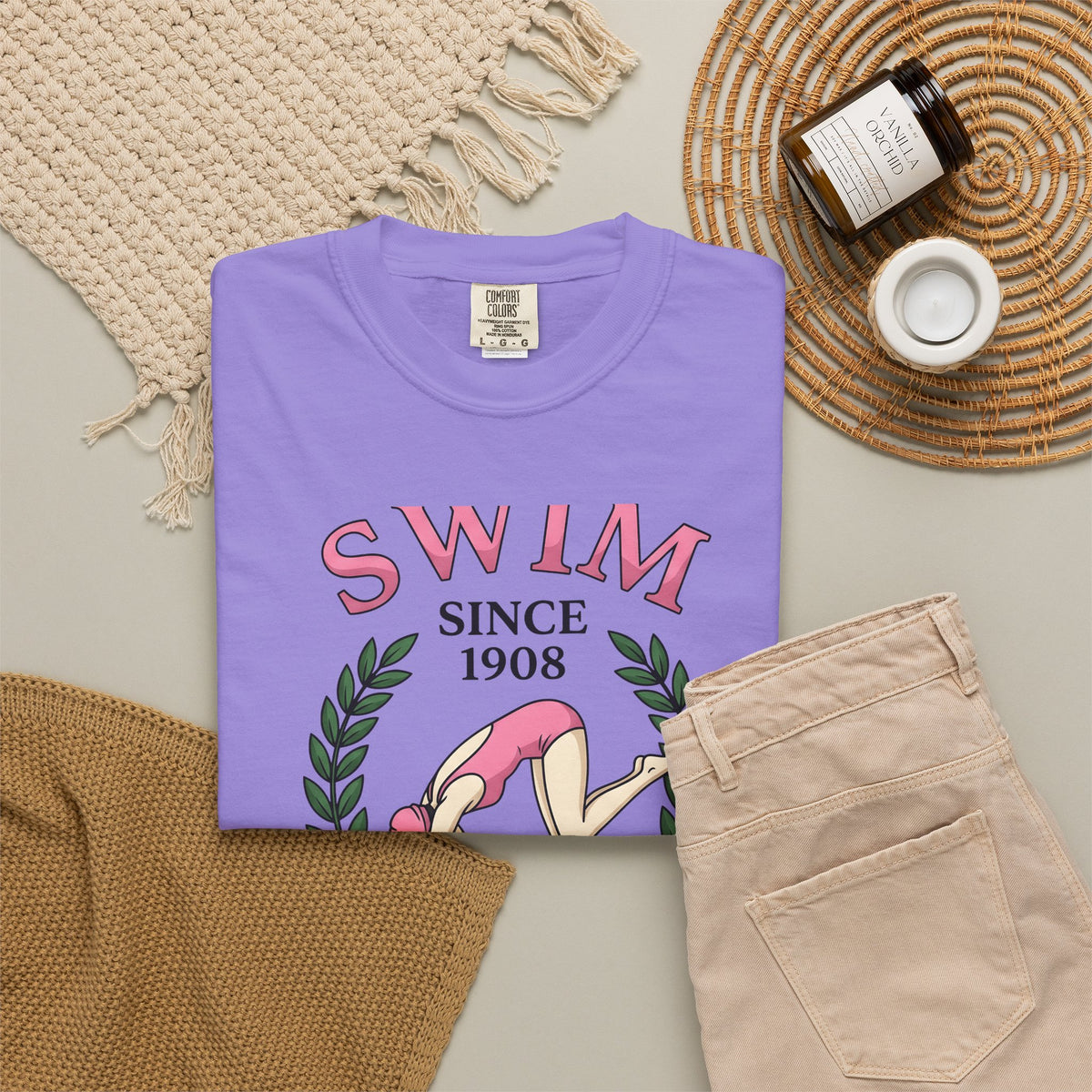 Swim Graphic T-Shirt Swimming Exercise Gift Women Antique T-Shirt Swimwear T-Shirt Aquatic Enthusiast Vintage T-Shirt Fitness Graphic Old School