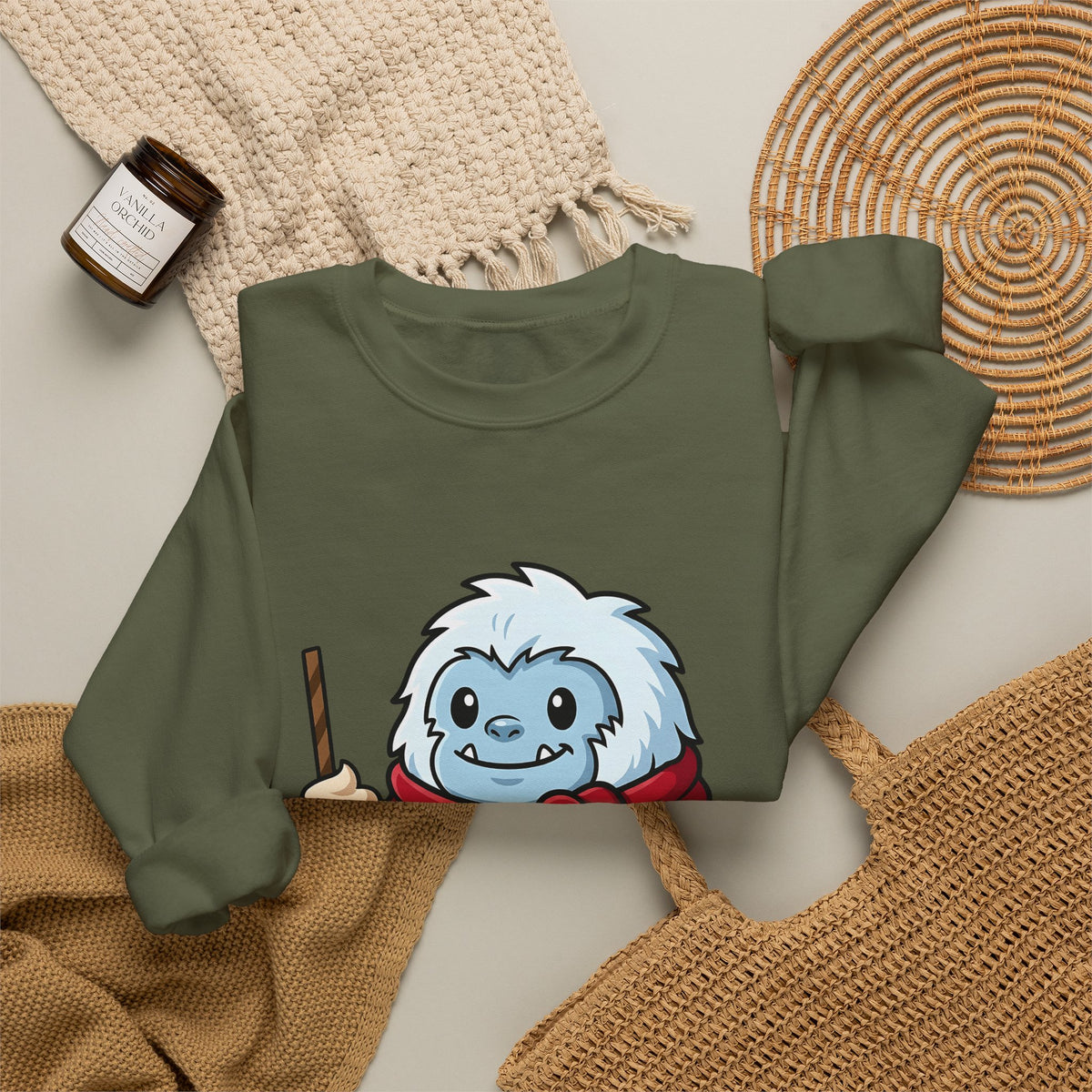Abominable Snowman Christmas Holiday Gift Comic Yeti Xmas Fan Cartoon Holiday Chibi Sweatshirt