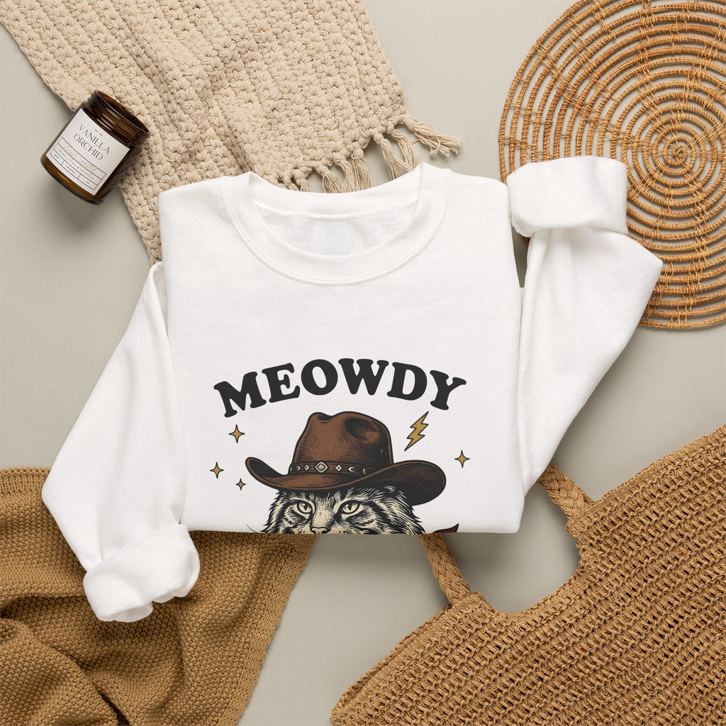 Cowboy Cat Sweatshirt Cat Western Gift Women Vintage Sweatshirt Kitty Cat Sweatshirt Cat Fan Rodeo Graphic Cowboy Hand Drawn Bandana Sweatshirt
