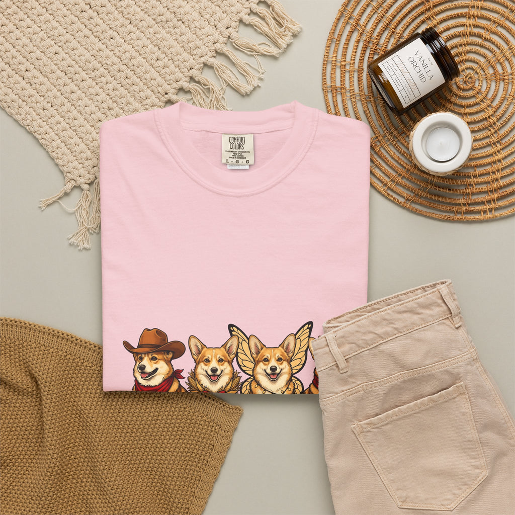 Corgi Dogs T-Shirt Dog Animals Gift Women Cartoon T-Shirt Pembroke Welsh Corgi T-Shirt Dog Fan Pet Graphic Corgi Illustration Kawaii Costumes