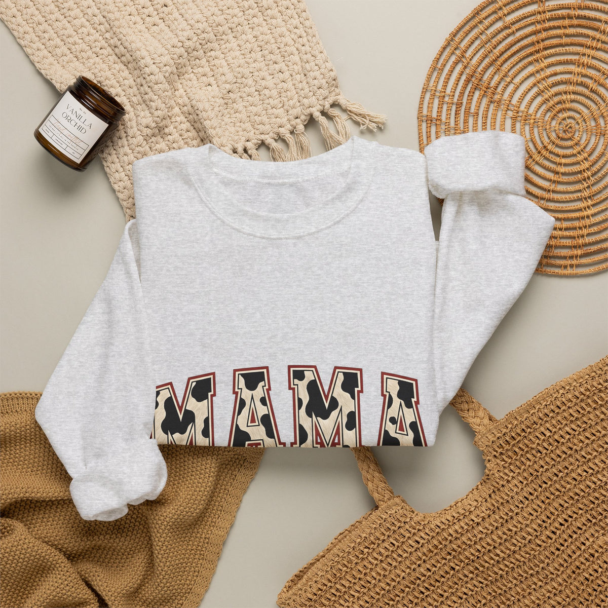 Cow Pattern Lettering Sweatshirt Mom Ranch Gift Women Farmhouse Sweatshirt Typography Sweatshirt Mother Enthusiast Rustic Sweatshirt Farm Graphic Vintage