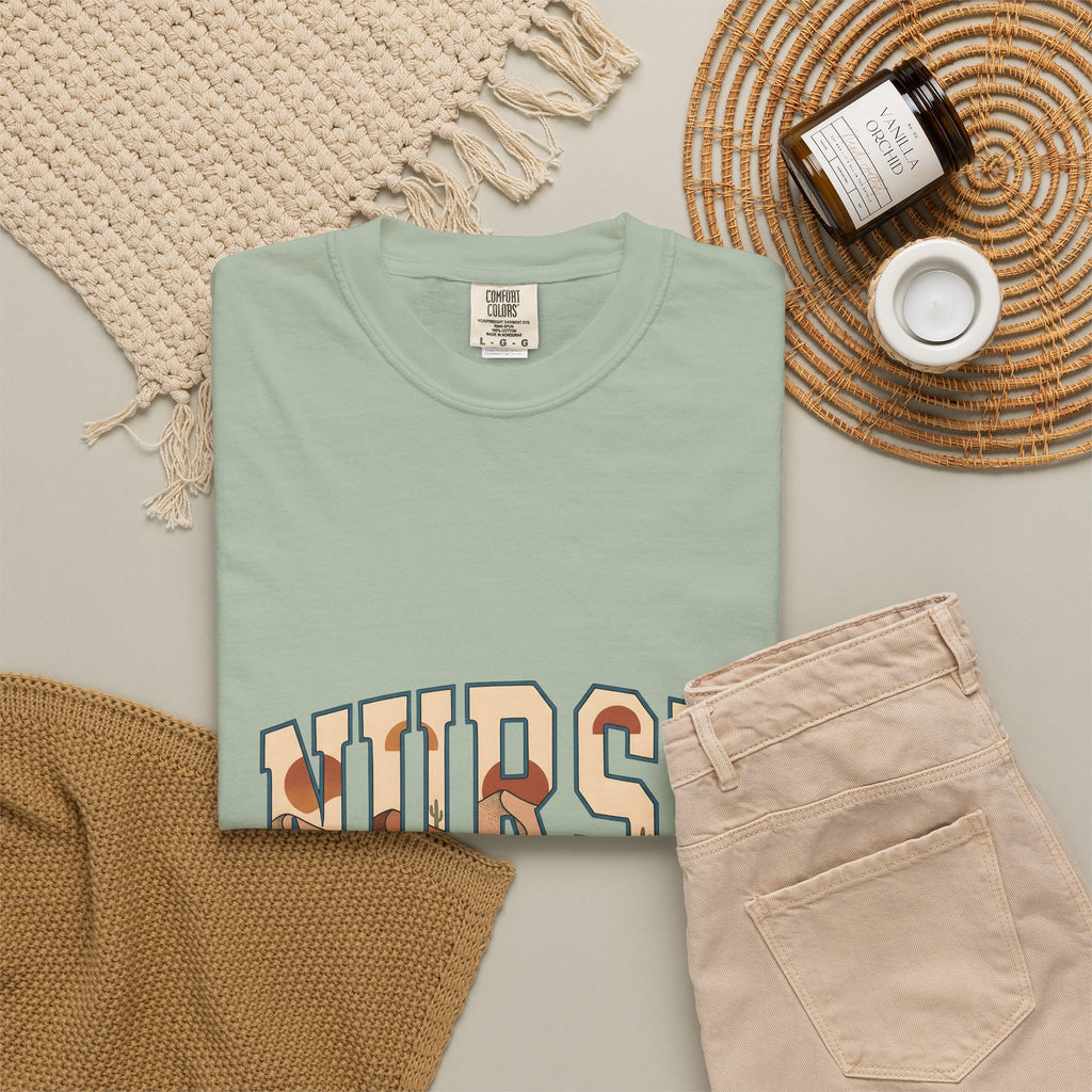 Desert Landscape Text T-Shirt Nurse Western Gift Women Boho T-Shirt Desert Text T-Shirt Rn Fan Hippie T-Shirt Cowboy Graphic Retro Cactus T-Shirt