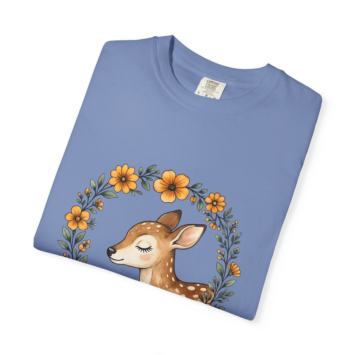 Fawn Boho Chic Forest Gift Sketch Deer Bohemian Fan Drawing Woods Pastel Flower Crown T-Shirt