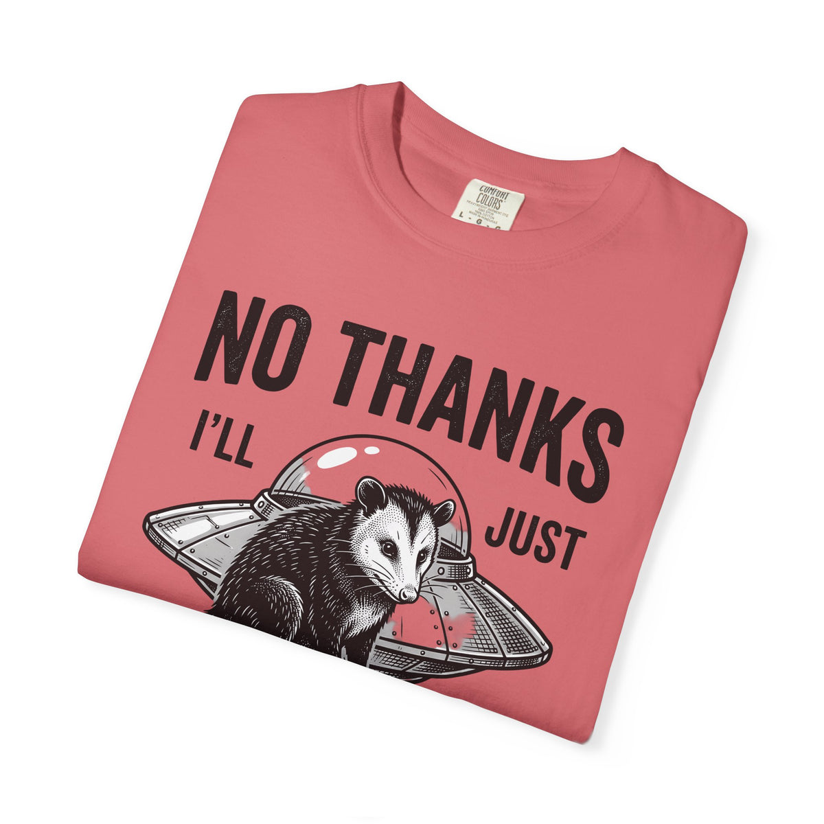 Opossum Ufo T-Shirt Funny Critter Gift Women Sketch T-Shirt Possum Ufo T-Shirt Humor Fan Cartoon T-Shirt Creature Graphic Doodle Alien Ship T-Shirt