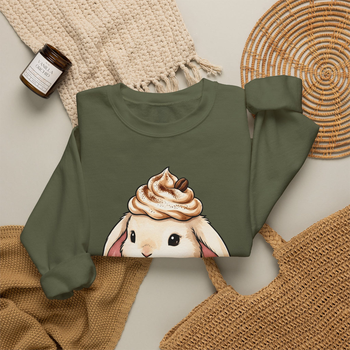 Bunny Espresso Sweatshirt Coffee Wildlife Gift Women Adorable Sweatshirt Rabbit Coffee Sweatshirt Coffee Fan Animal Graphic Sweatshirt Painterly Froth Sweatshirt