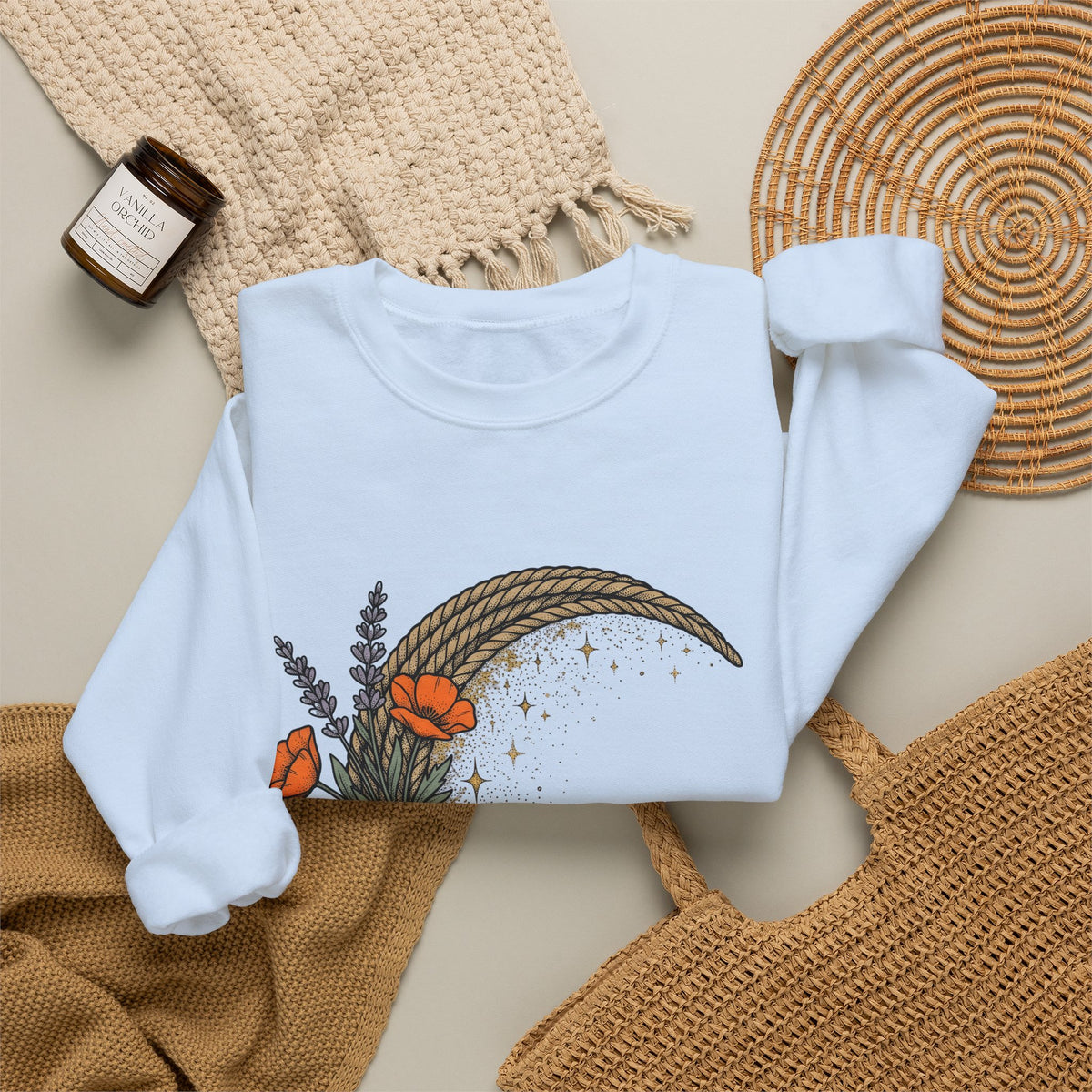 Rope Moon Sweatshirt Cowgirl Western Gift Women Boho Sweatshirt Lunar Sweatshirt Rodeo Fan Hippie Sweatshirt Country Graphic Vintage Wildflowers Sweatshirt