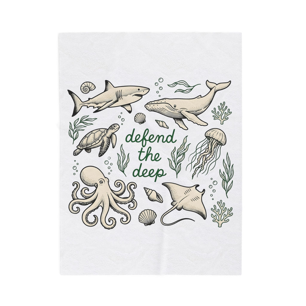 Sea Creatures Blanket Ocean Wildlife Gift Women Sketch Blanket Marine Life Blanket Marine Fan Oceanic Blanket Wildlife Graphic Retro Kelp Blanket