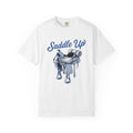 Western Saddle Cowgirl Western Gift Vintage Saddle Cowboy Fan Rodeo Country Hand Drawn Bedroll T-Shirt