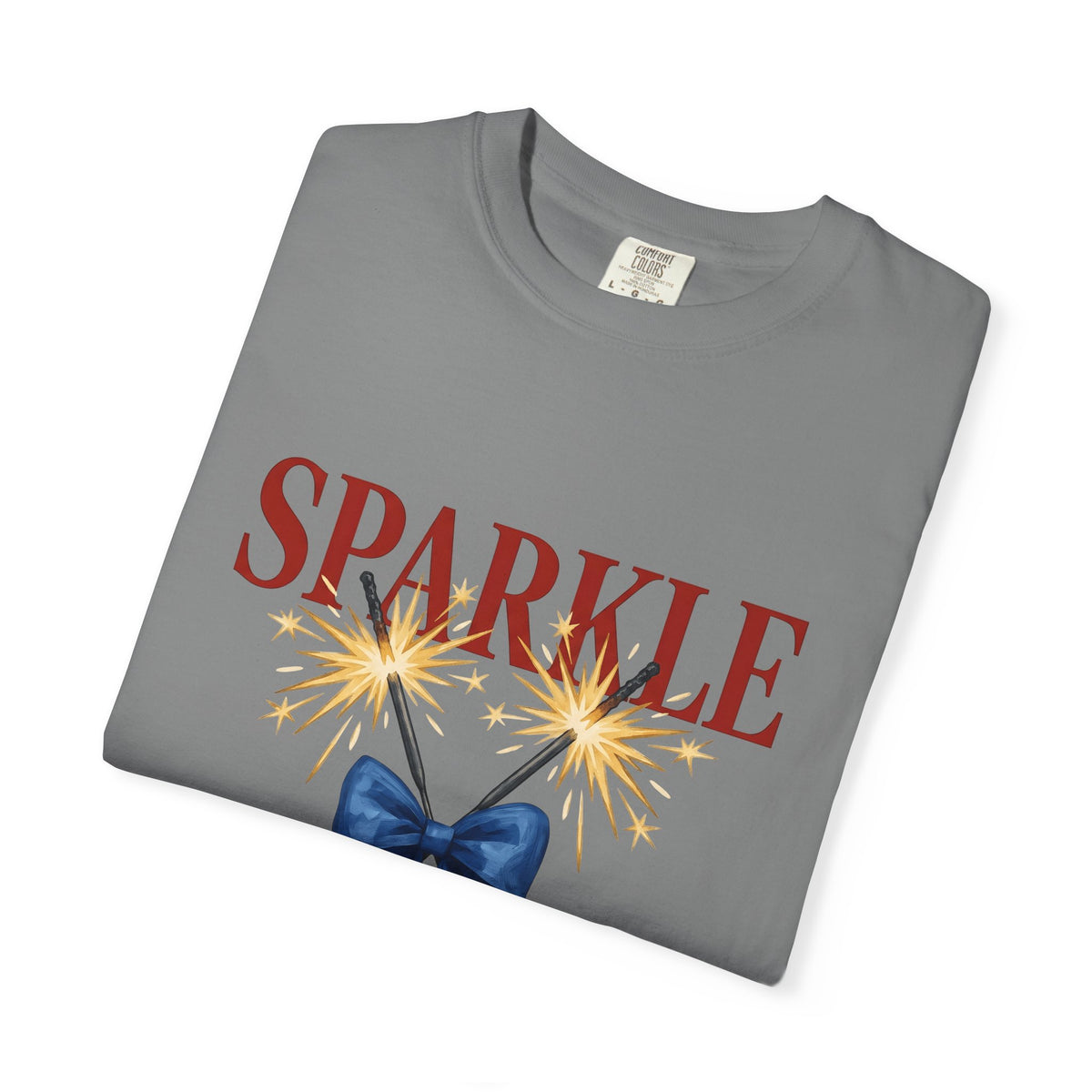 Sparkler Bow T-Shirt 4th Of July America Gift Women Hand Painted T-Shirt Sparkler T-Shirt Independence Day Fan Painted T-Shirt Patriotic Graphic