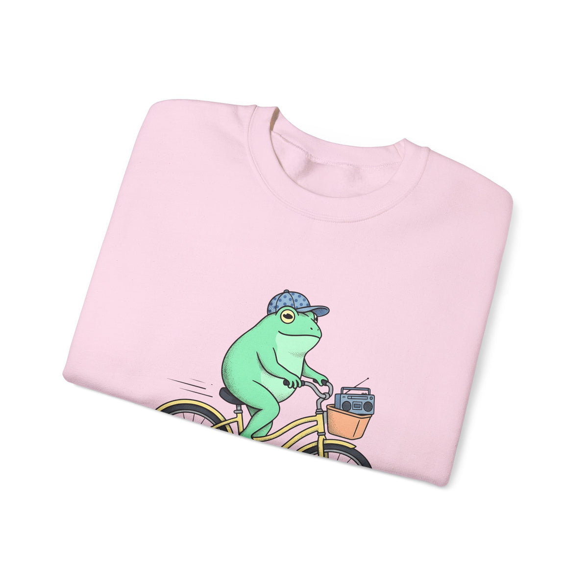 Frog Cycle Sweatshirt Funny Critters Gift Women Graphic Sweatshirt Toad Sweatshirt Humor Fan Cartoon Sweatshirt Creature Graphic Old School Music Player Sweatshirt