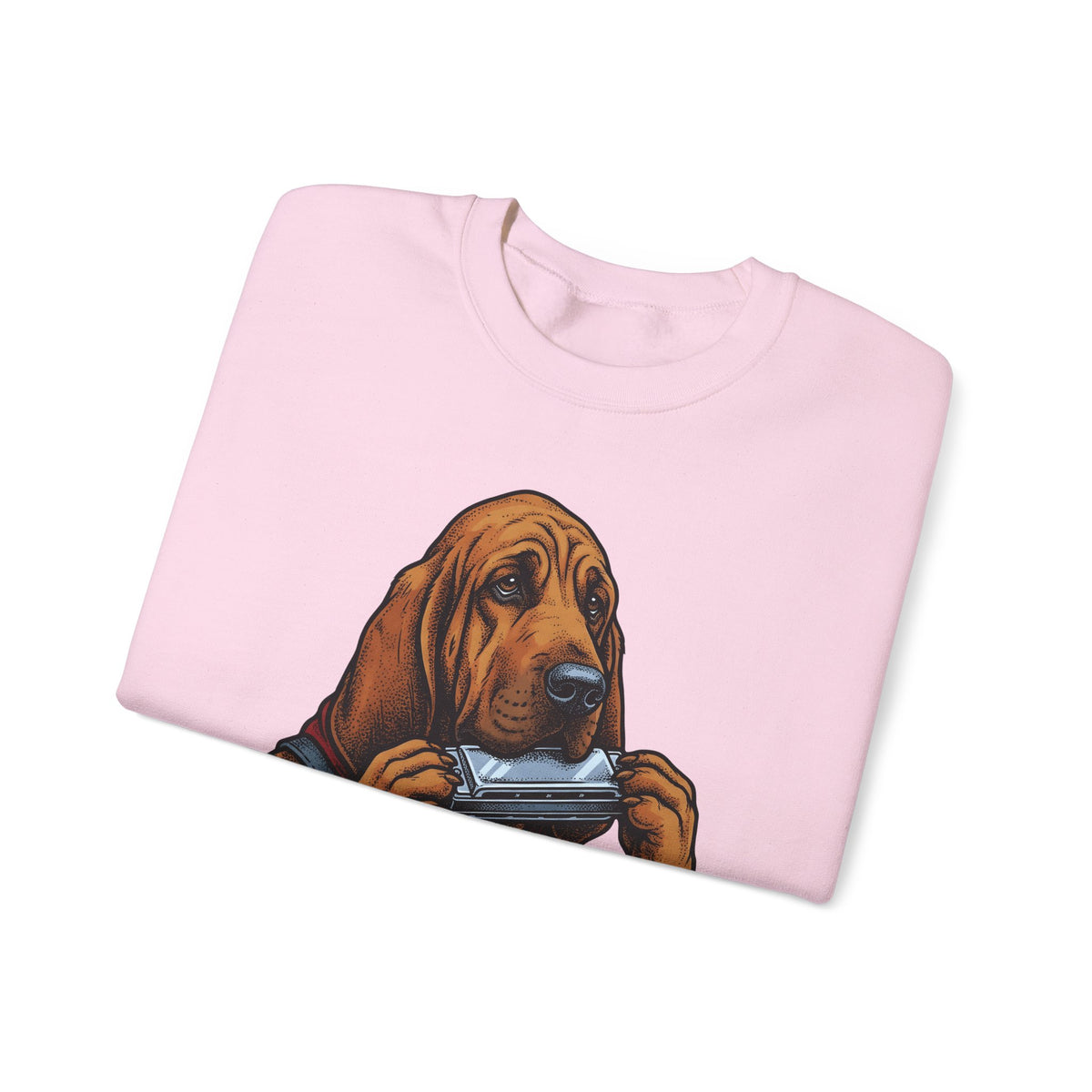 Bloodhound Canine Sweatshirt Dog Songs Gift Women Rustic Sweatshirt Hound Sweatshirt Dog Fan Coonhound Graphic Sweatshirt Cartoon Mouth Harp Sweatshirt