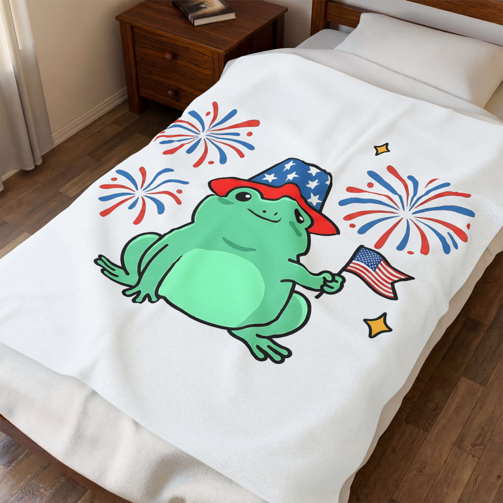 Usa Frog Blanket America/4th Of July Wildlife Gift Women Kawaii Blanket Toad Blanket Patriotic Fan Cute Blanket Animal Graphic Comic Sparkler