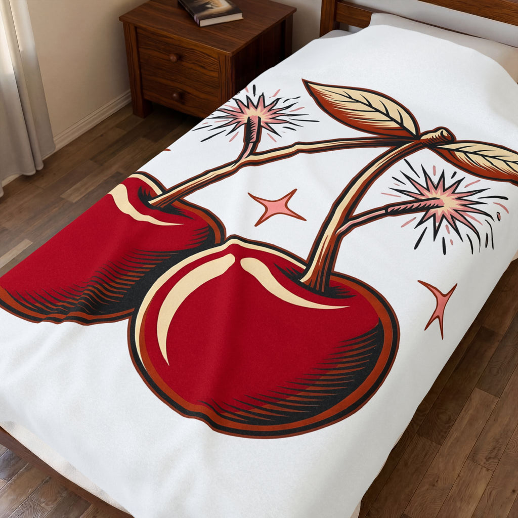 Cherry Firecrackers Blanket 4th Of July Vacation Gift Women Hand Drawn Blanket Fireworks Blanket Independence Day Fan Firework Blanket Travel