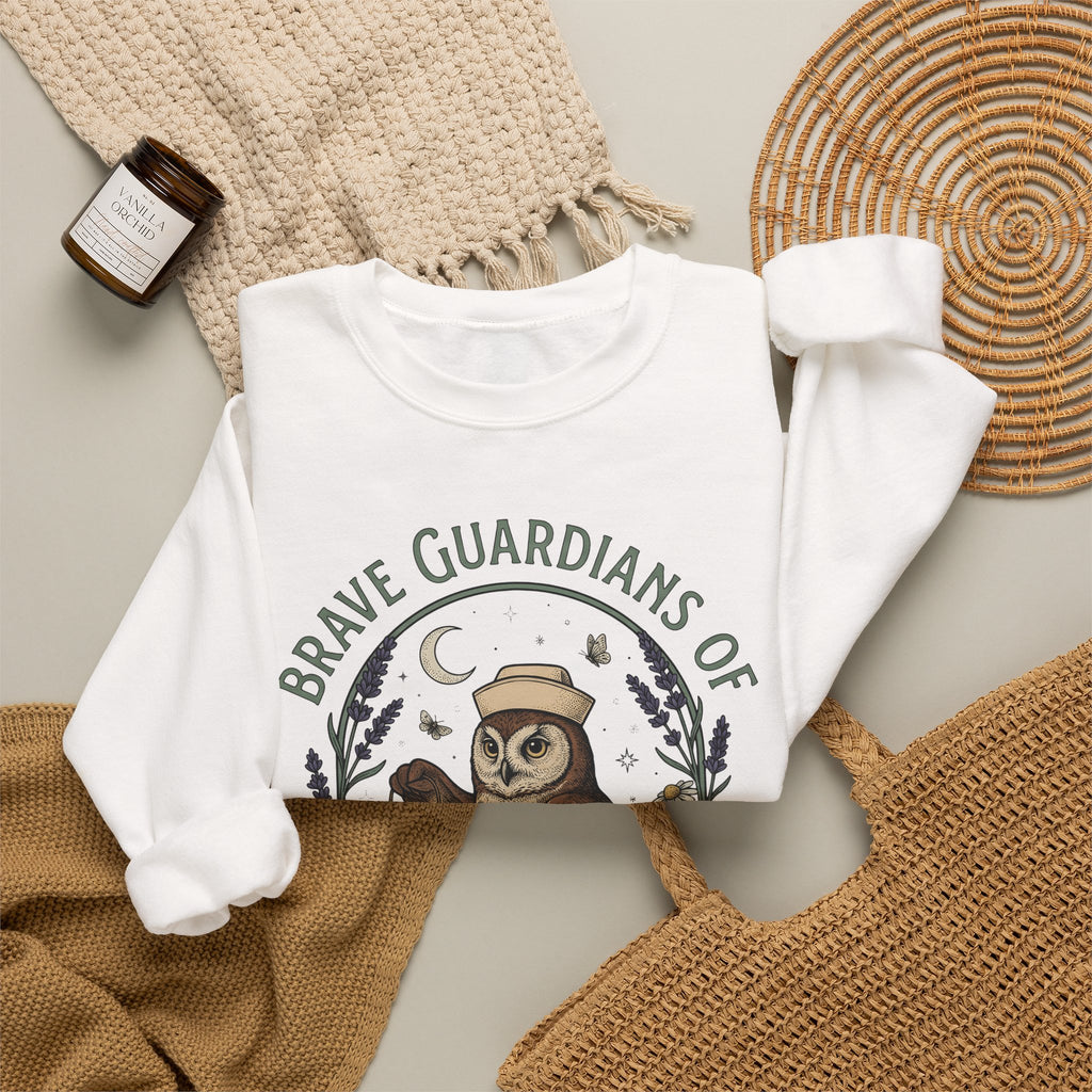 Nursing Owl Sweatshirt Nurses Gratitude Gift Women Retro Sweatshirt Owl Sweatshirt Nurse Enthusiast Vintage Sweatshirt Appreciation Graphic Sketch Torch Sweatshirt