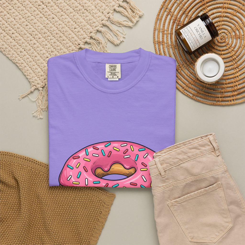 Donut Image T-Shirt Desserts Cuisine Gift Women Comic T-Shirt Doughnut T-Shirt Pastry Fan Cartoon T-Shirt Food Graphic Modern Nonpareils T-Shirt