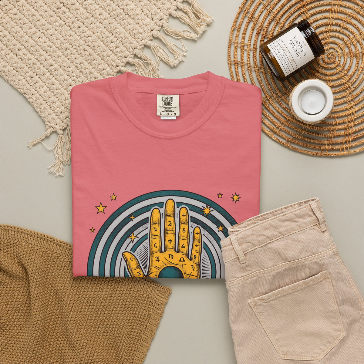 Fortune Hand T-Shirt Astrology Esoteric Gift Women Ethnic T-Shirt Palmistry T-Shirt Zodiac Fan Tribal T-Shirt Mystical Graphic Classic Astrological