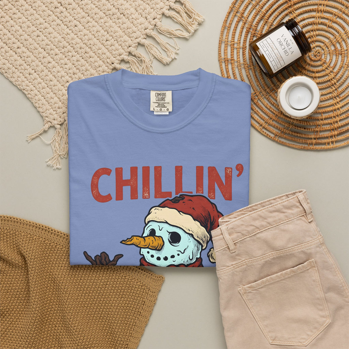 Skull Snowman T-Shirt Christmas Cold Gift Women Comic T-Shirt Skeleton Snowman T-Shirt Xmas Fan Cartoon T-Shirt Frosty Graphic Retro Christmas Hat