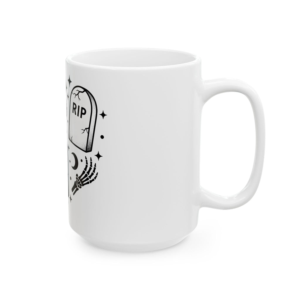Grave Marker Design Mug Halloween Spooky Gift Women Ghostly Mug Tombstone Mug Horror Fan Macabre Mug Creepy