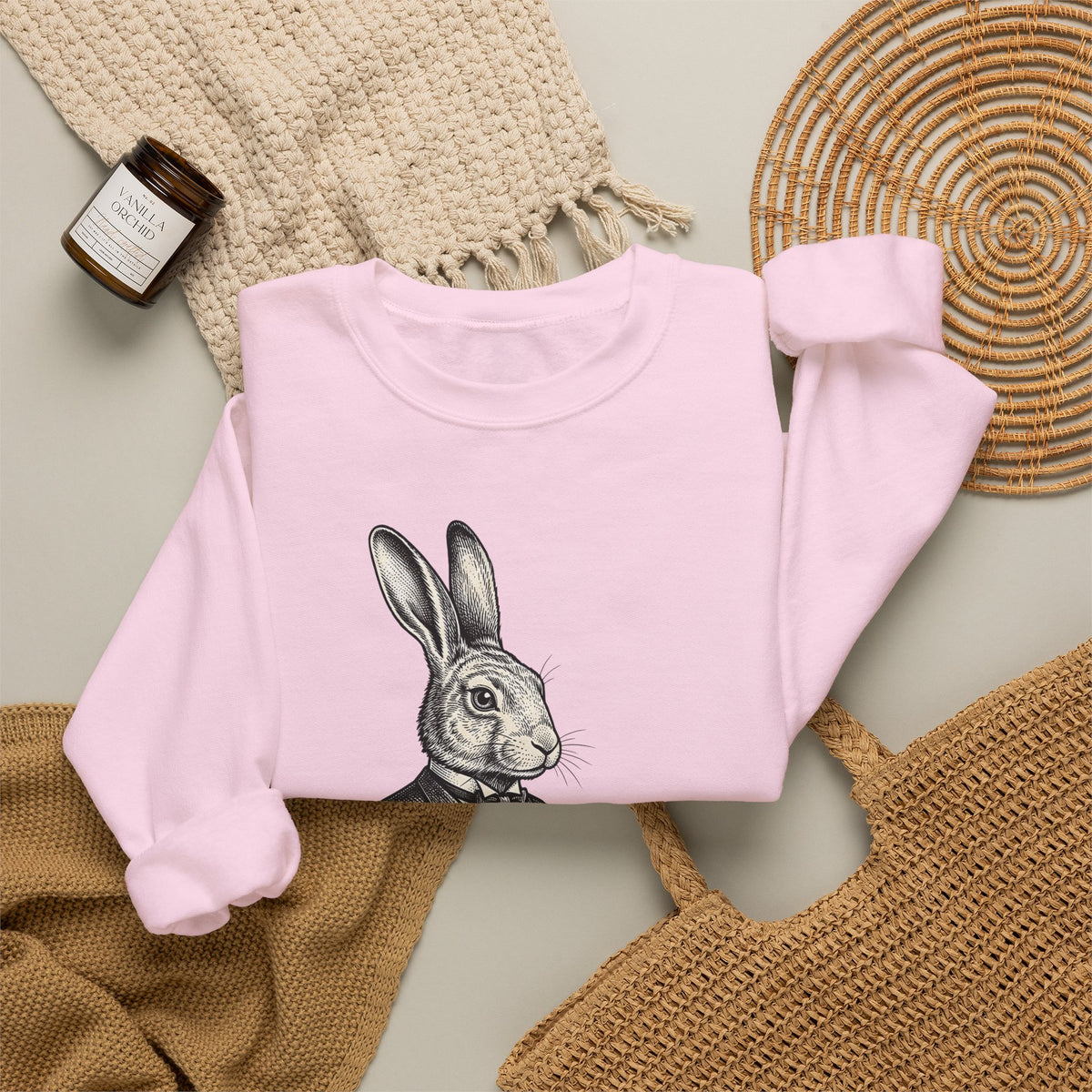Rabbit Bartender Sweatshirt Animal Bar Gift Women Vintage Sweatshirt Bunny Sweatshirt Pet Fan Retro Sweatshirt Pub Graphic Hand Drawn Playing Card Sweatshirt