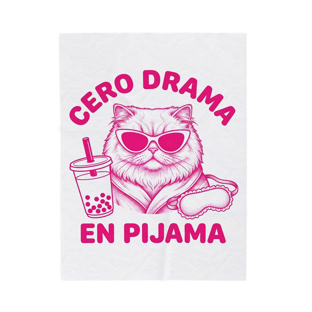 Cat Eyewear Blanket Funny Critter Gift Women Line Art Blanket Glasses Blanket Humor Fan Cartoon Blanket Animal Graphic Illustration Bubble Tea