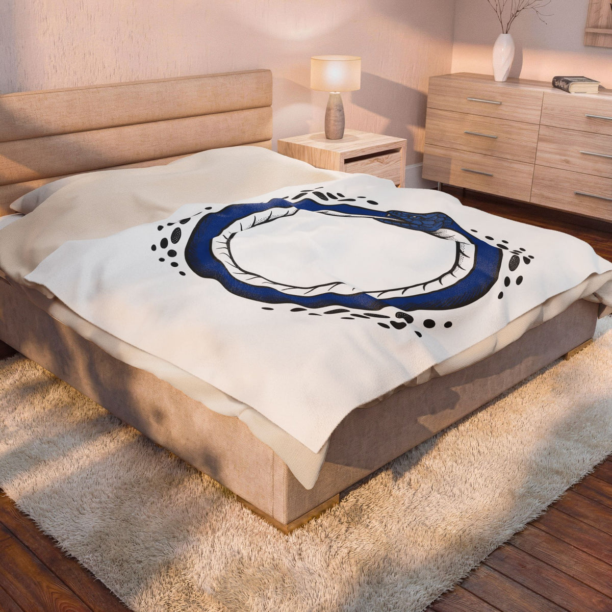 Ouroboros Snake Boho Chic Mystical Gift Bold Snake Bohemian Fan Occult Vintage Blanket