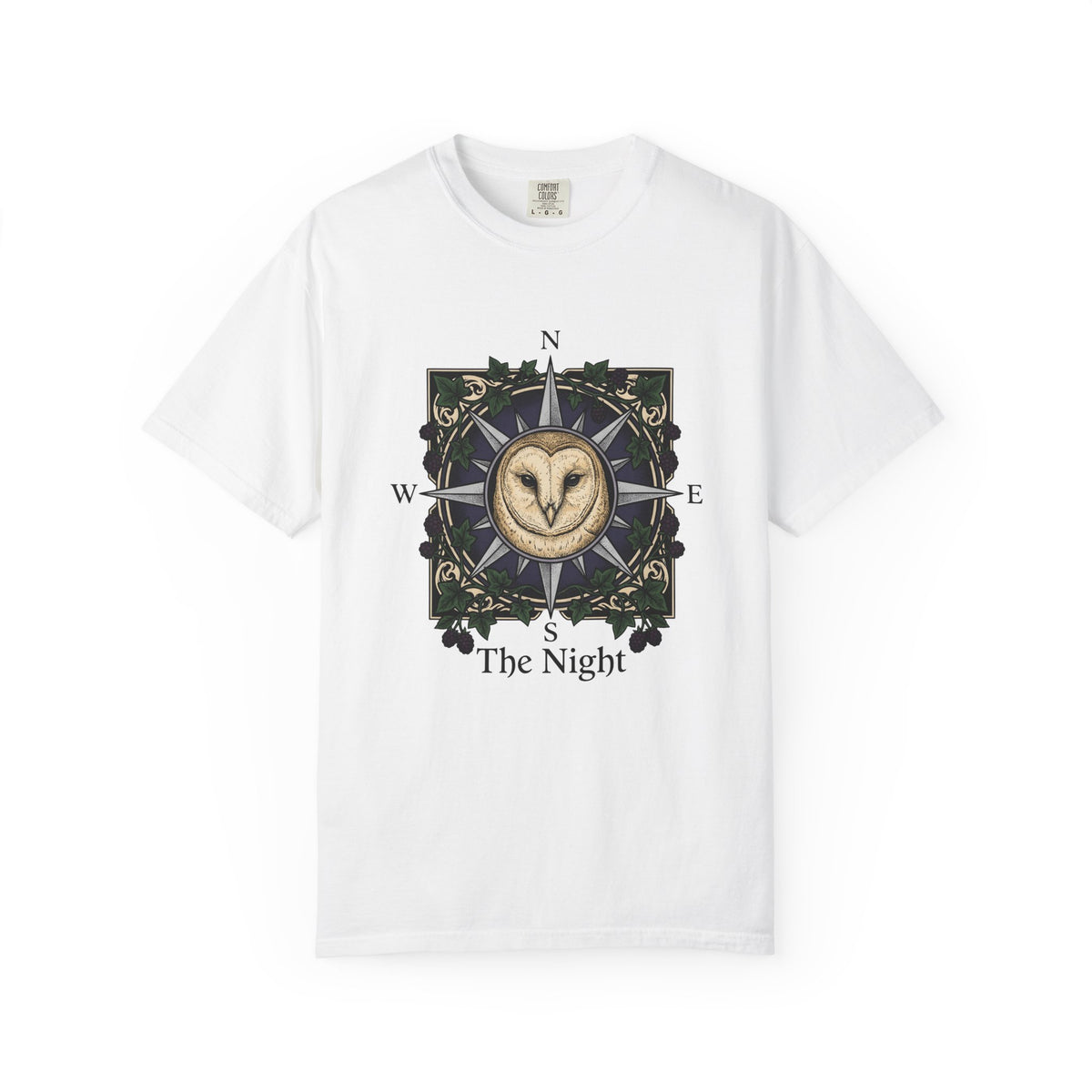 Owl Compass T-Shirt Boho Chic Wilderness Gift Women Enchanting T-Shirt Owl T-Shirt Bohemian Fan Mystical T-Shirt Wilderness Graphic Classic Leaf