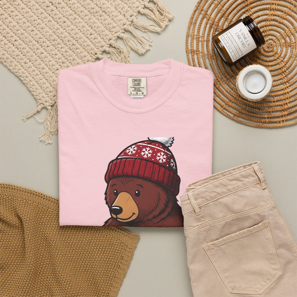 Bear Snow Globe T-Shirt Animals Holiday Gift Women Cute T-Shirt Snow Globe T-Shirt Wildlife Fan Cartoon T-Shirt Christmas Graphic Hand Drawn Winter