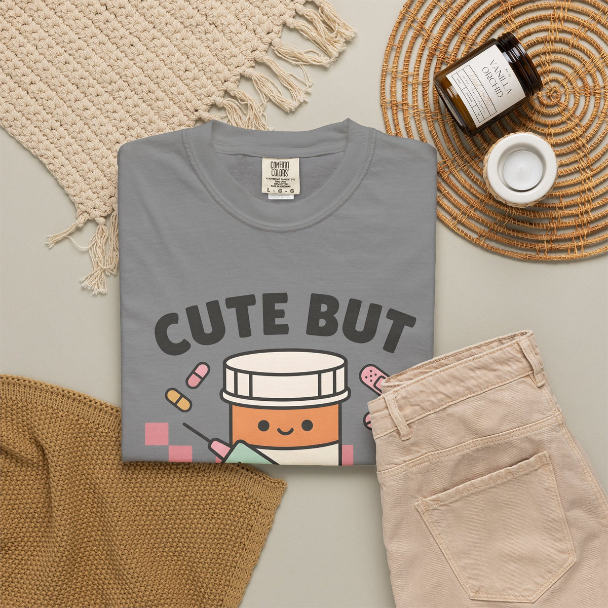 Pill Bottle Syringe T-Shirt Nurses Medical Gift Women Kawaii T-Shirt Medication T-Shirt Nurse Enthusiast Cute T-Shirt Healthcare Graphic Cartoon