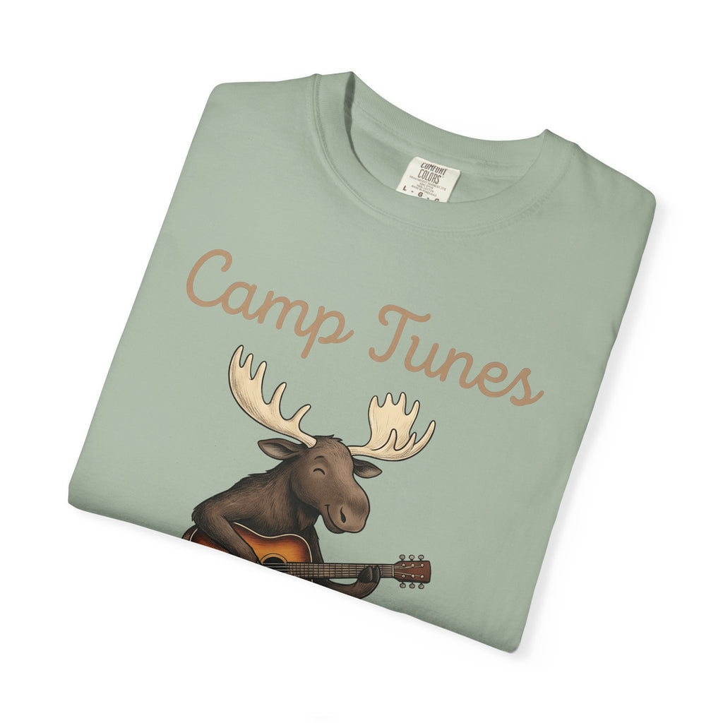 Moose Guitar T-Shirt Camping Music Gift Women Cute T-Shirt Guitar T-Shirt Camper Fan Adorable T-Shirt Music Graphic Hand Drawn Lantern T-Shirt