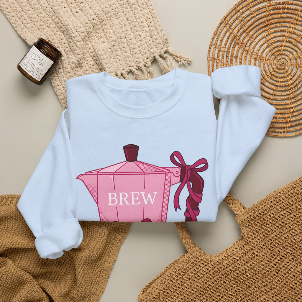 Moka Pot Sweatshirt Coffee Foodie Gift Women Cute Sweatshirt Stovetop Coffee Sweatshirt Coffee Fan Cute Sweatshirt Food Graphic Hand Drawn Bow Sweatshirt