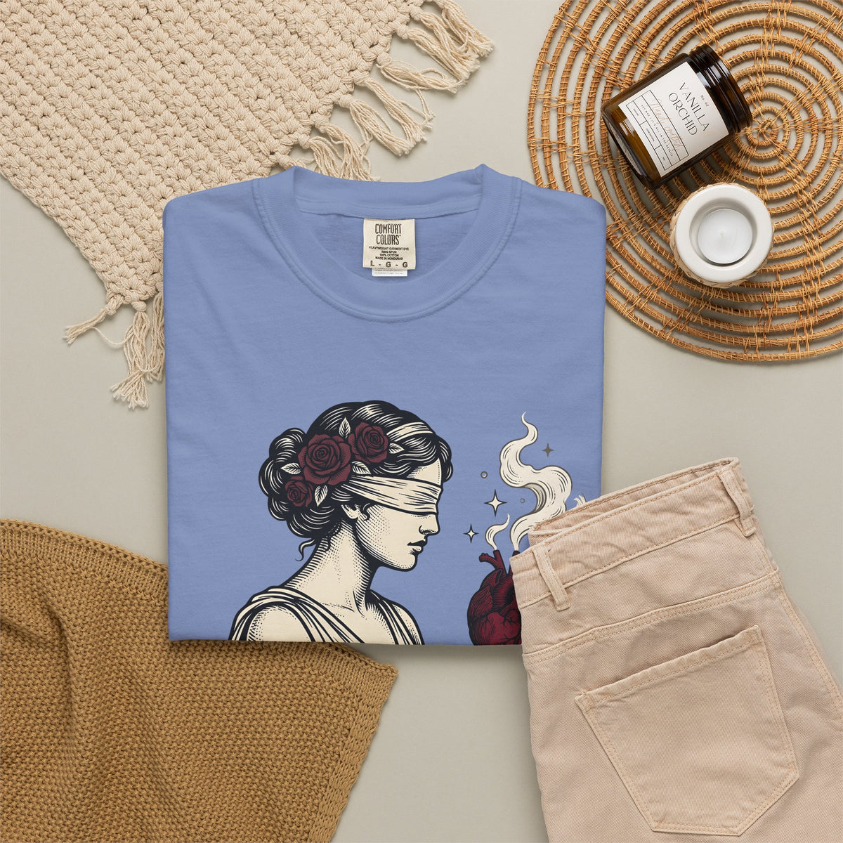 Goddess Love T-Shirt Boho Chic Magical Gift Women Sketch T-Shirt Divine Love T-Shirt Bohemian Fan Drawing Design Illustration Classic Bloom T-Shirt