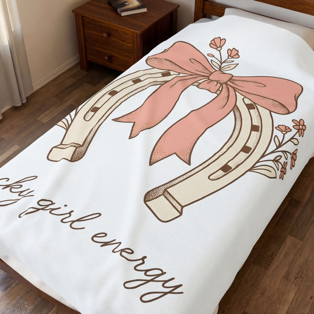 Horseshoe Bow Blanket Cowgirl Ranch Gift Women Tribal Blanket Horseshoe Blanket Rodeo Fan Celtic Blanket Ranch Graphic Classic Blossom Blanket