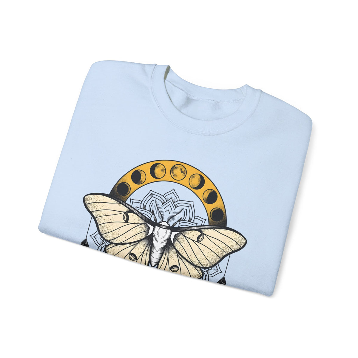 Luna Moth Sweatshirt Boho Chic Mystical Gift Women Mandala Sweatshirt Moon Moth Sweatshirt Hippie Fan Sacred Sweatshirt Spiritual Graphic Line Art Moon Phases
