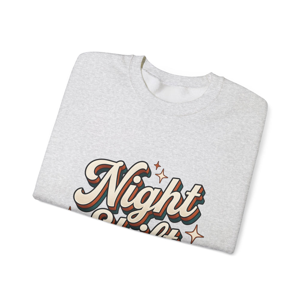 Night Shift Text Sweatshirt Nurses Work Gift Women Retro Sweatshirt Nightshift Sweatshirt Nurse Enthusiast Retrostyle Sweatshirt Job Graphic Vintage Stars