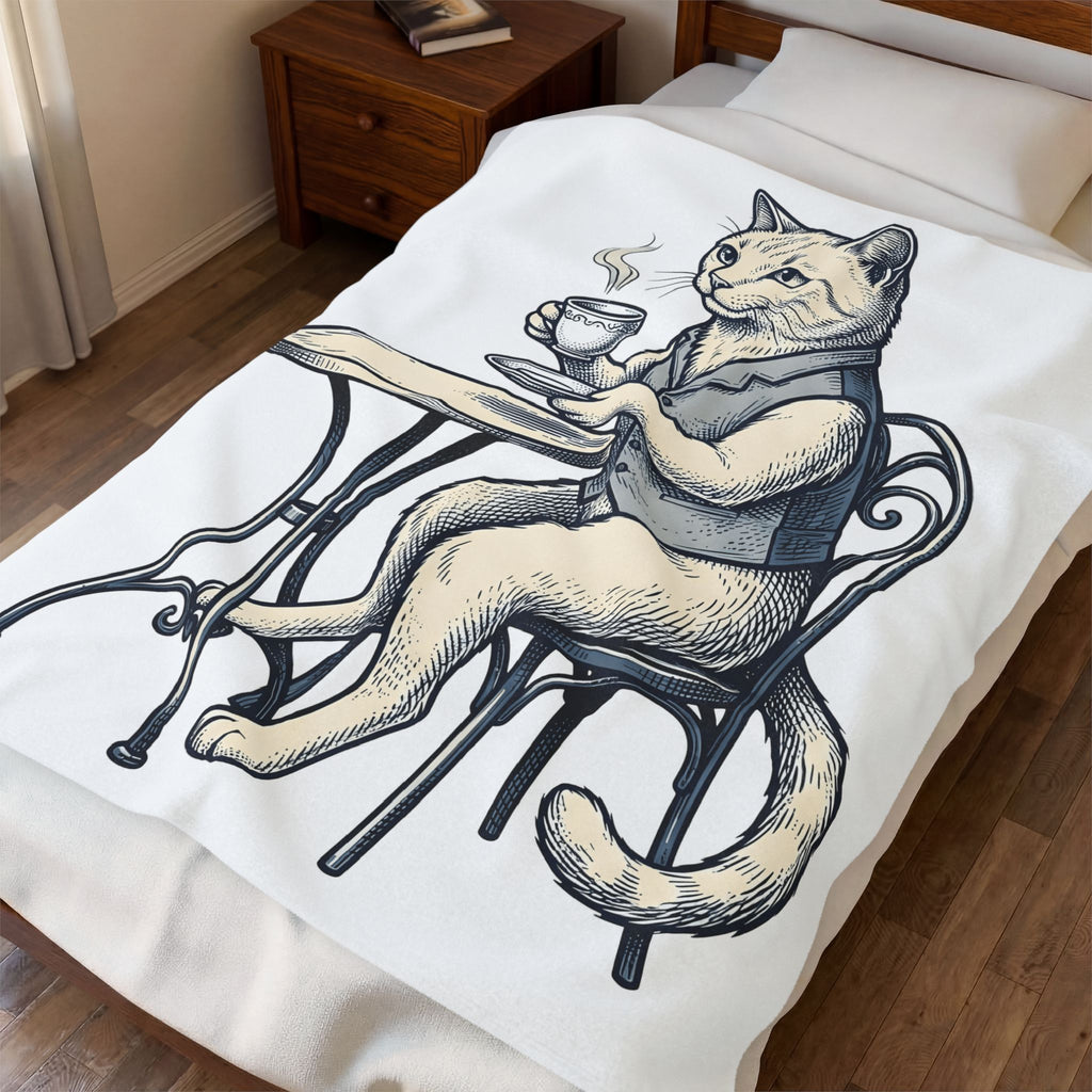 Cat Mocha Blanket Coffee Creature Gift Women Nostalgic Blanket Kitten Blanket Coffee Fan Animal Graphic Doodle Café Bench Blanket
