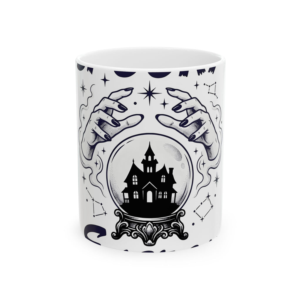 Haunted House Mug Halloween Witchcraft Gift Women Gothic Mug Mansion Mug Horror Fan Dark Art Mug Occult Graphic Vintage Crystal