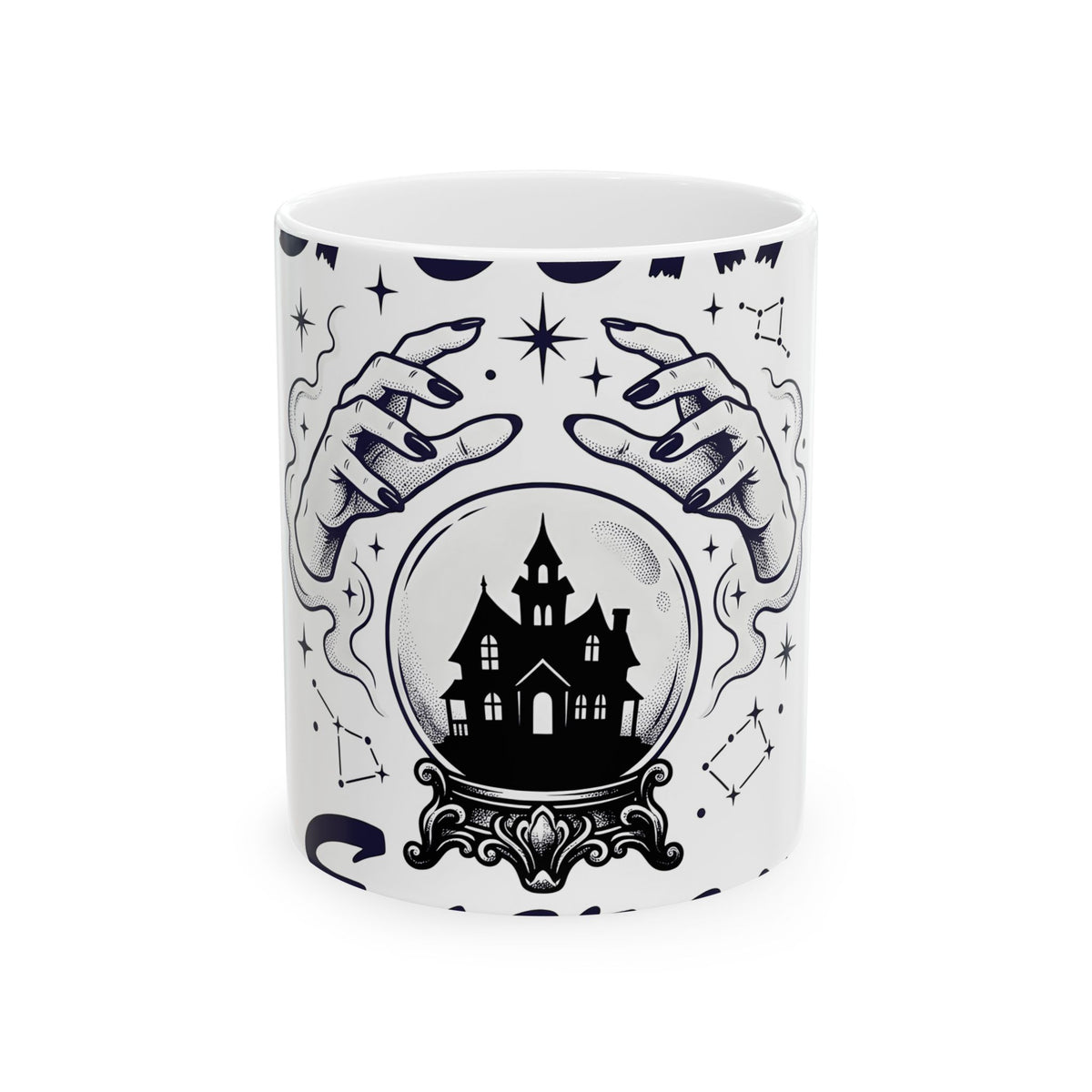 Haunted House Mug Halloween Witchcraft Gift Women Gothic Mug Mansion Mug Horror Fan Dark Art Mug Occult Graphic Vintage Crystal